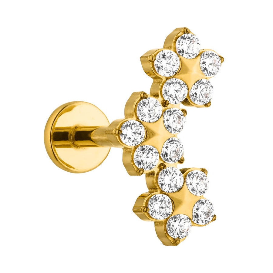 Titan Piercing Blumen 18K vergoldet Labret