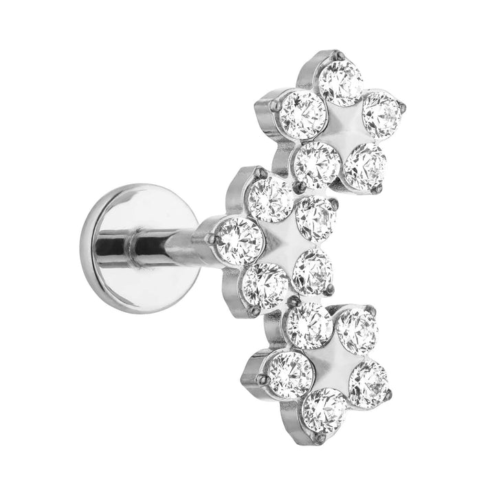 Blumen Piercing aus Titan Silber Zirkonia
