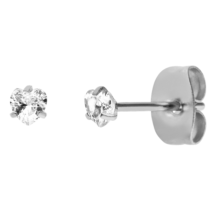 Herz Ohrstecker Zirkonia Silber wasserfest