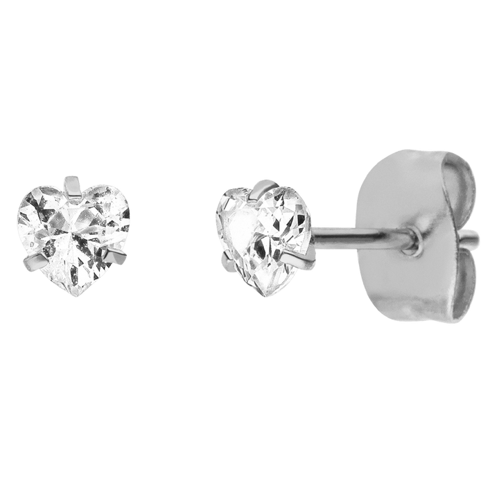 Herz Ohrstecker Silber Zirkonia wasserfest