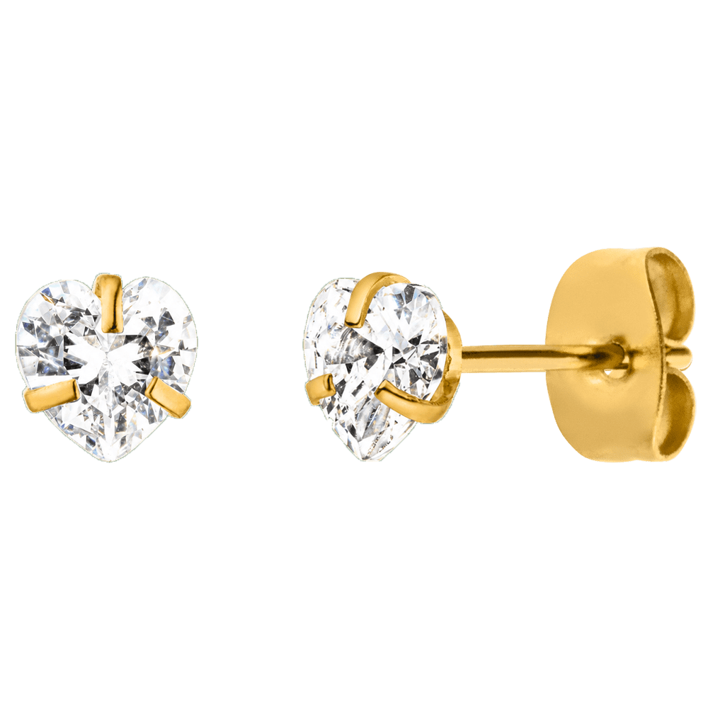 Herz Ohrstecker 18K vergoldet Zirkonia wasserfest