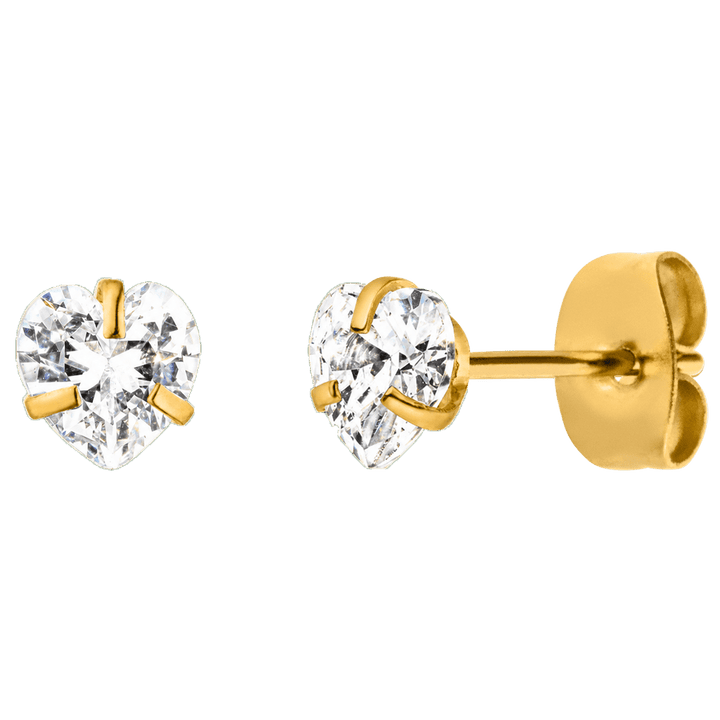Herz Ohrstecker 18K vergoldet Zirkonia wasserfest