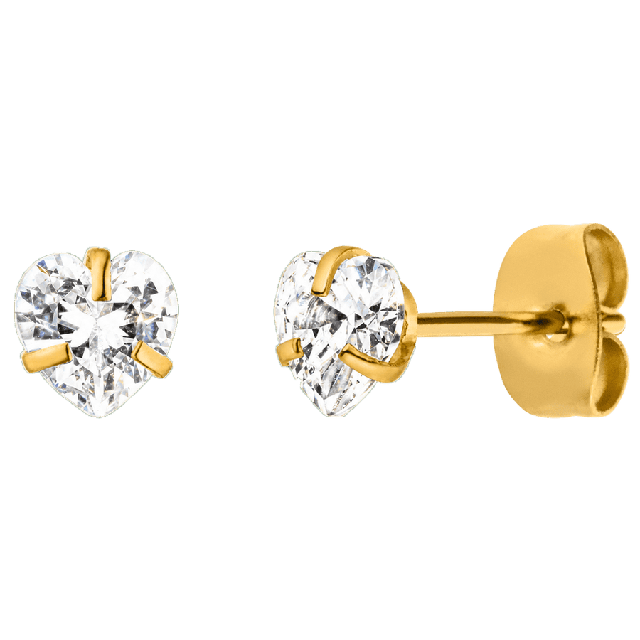 Herz Ohrstecker 18K vergoldet Zirkonia wasserfest