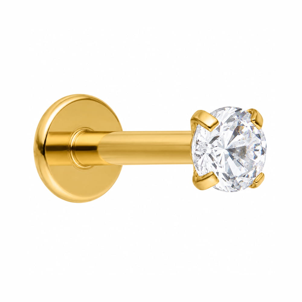 Zirkonia Piercing aus Chirurgenstahl gold Labret 18K vergoldet