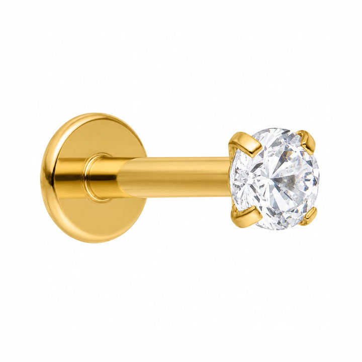Zirkonia Piercing aus Chirurgenstahl gold Labret 18K vergoldet