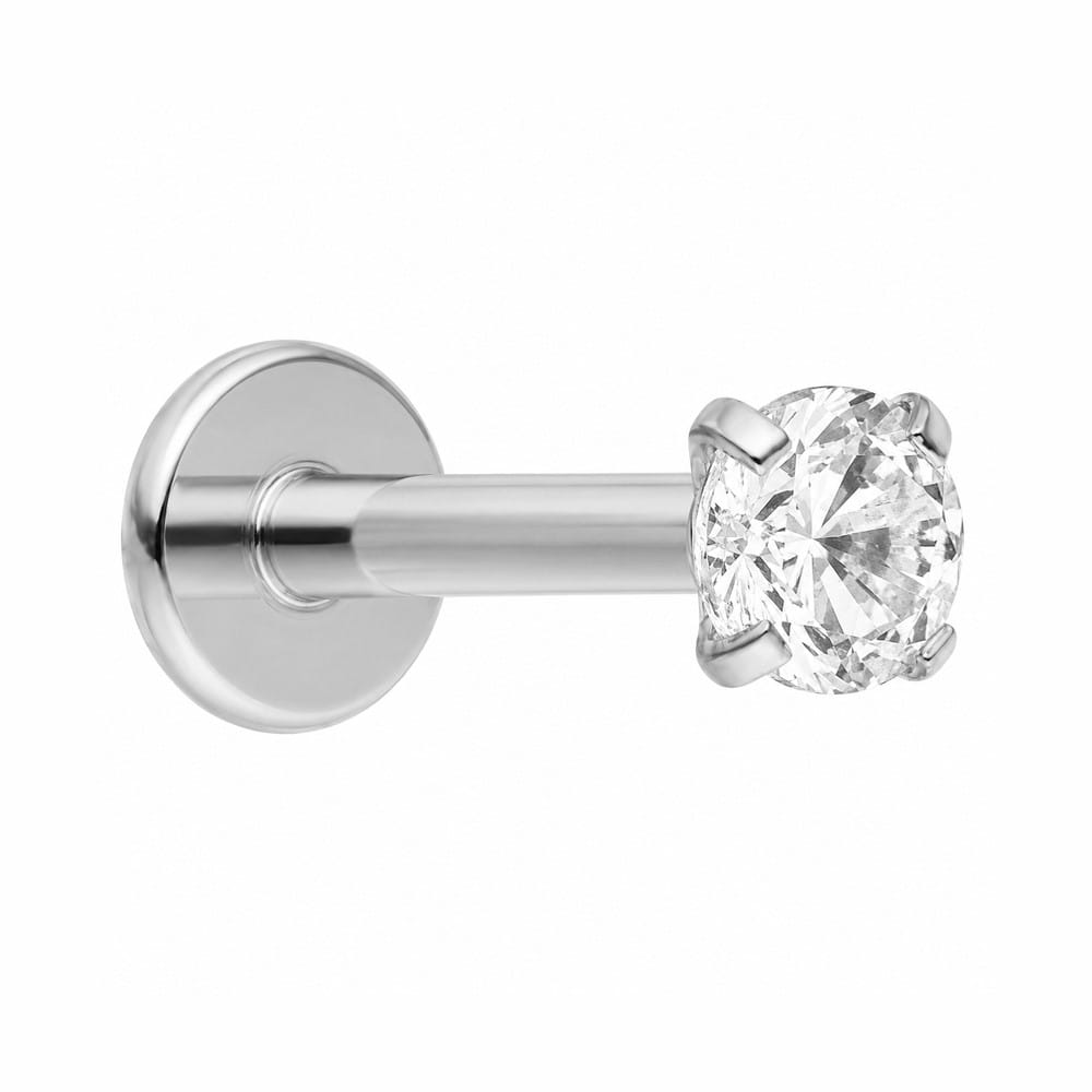 Flachpiercing Zirkonia silber Chirurgenstahl Labret Stecker Piercing
