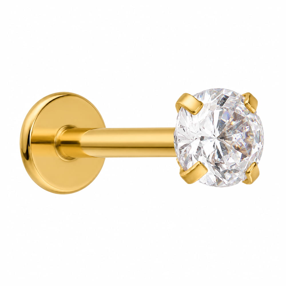 Zirkonia Labret gold 18K vergoldet Chirurgenstahl wasserfest