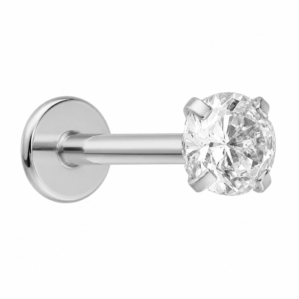 Zirkonia Labret Piercing silber Chirurgenstahl Flachpiercing