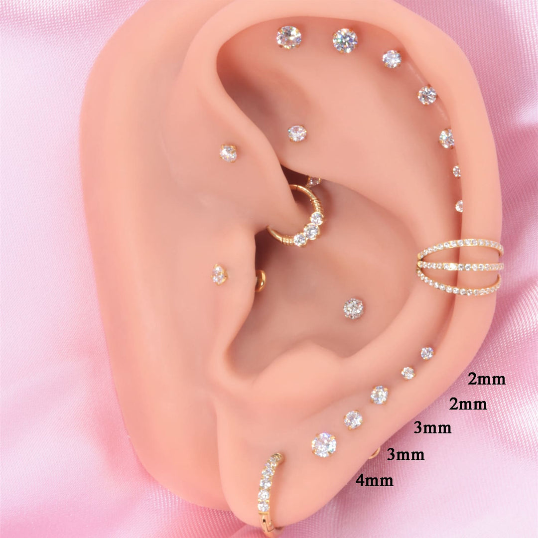 Zirkonia Piercing gold 18K vergoldet Chirurgenstahl