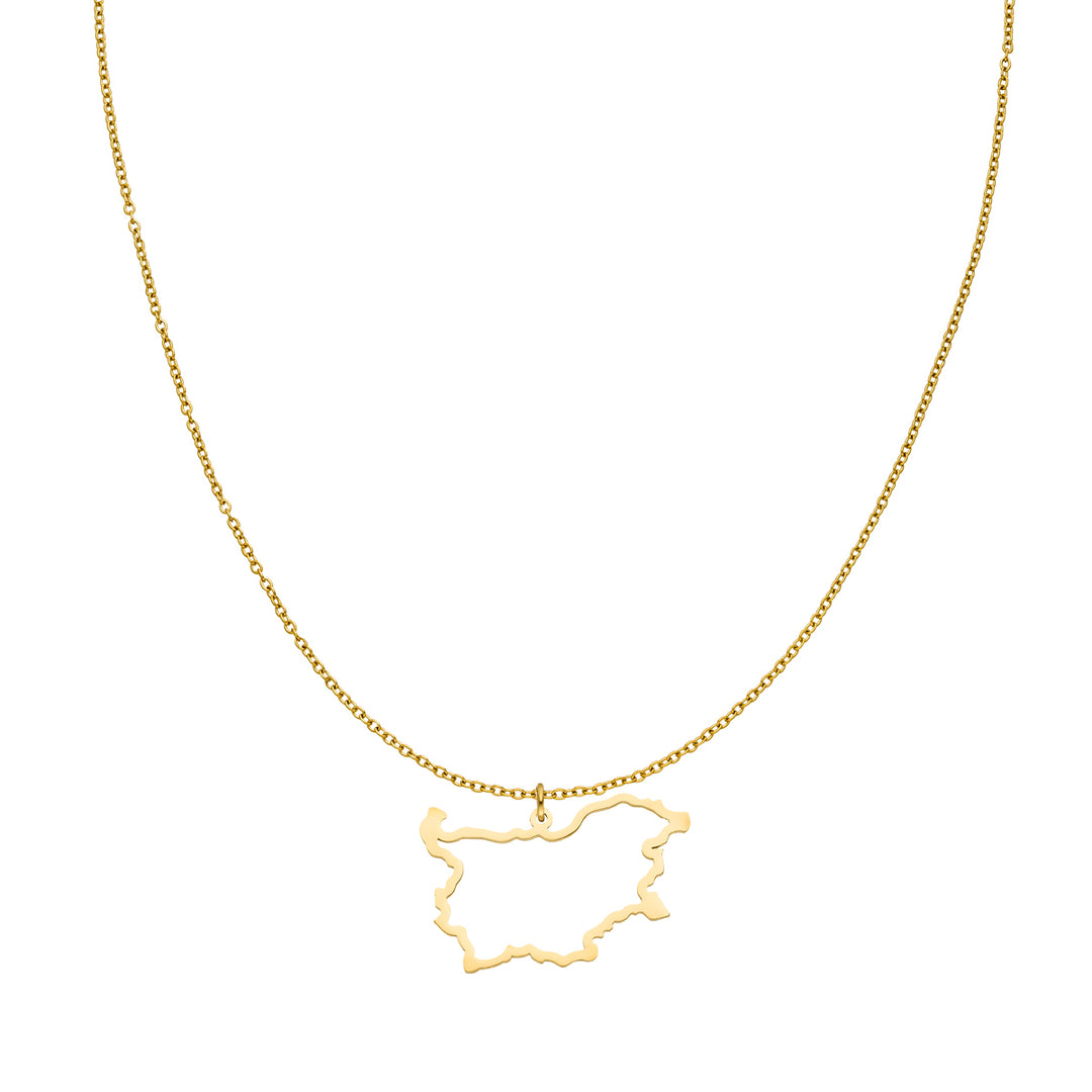 Bulgarien Kette Landumriss 14K vergoldet Landanhänger
