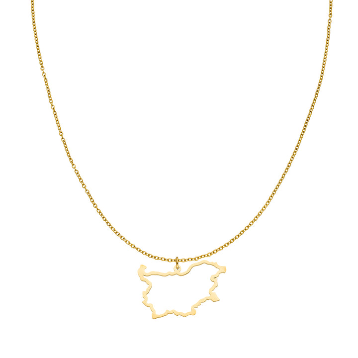 Bulgarien Kette Landumriss 14K vergoldet Landanhänger