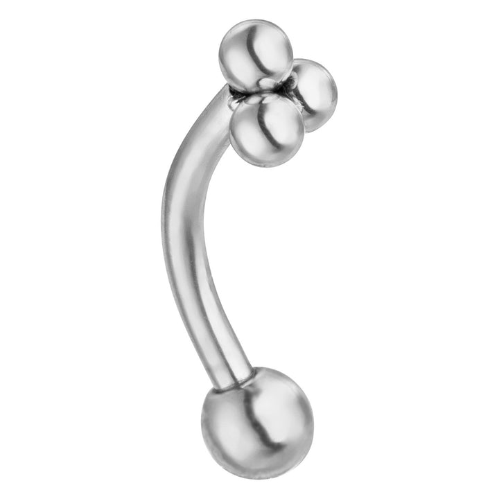 Rook Piercing mit Kügelchen Silber 316L Edelstahl gebogen
