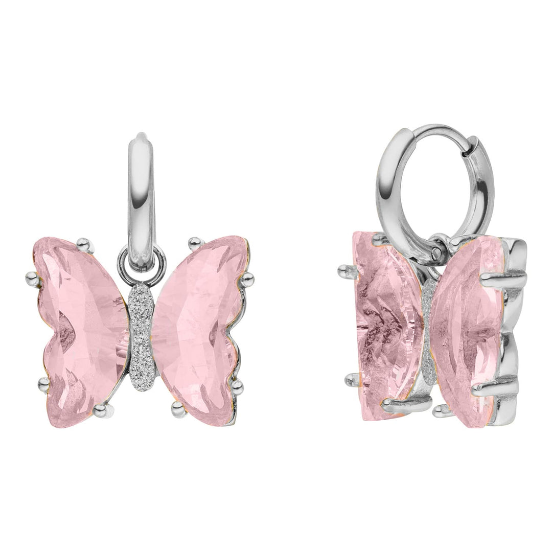 Butterfly Ohrringe Silber Rosa wasserfest Glas geschliffen