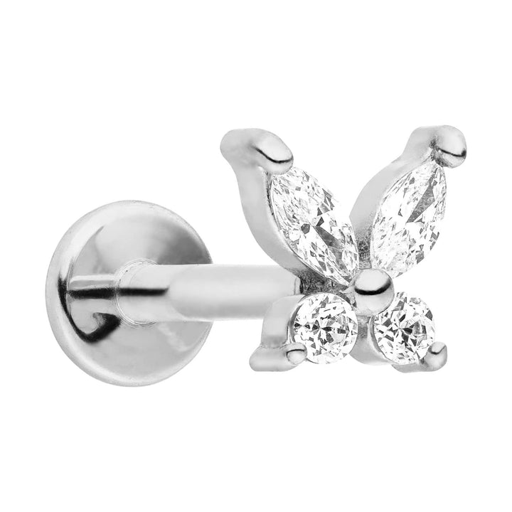 Schmetterling Piercing Silber Labret Flachpiercing Glitzer