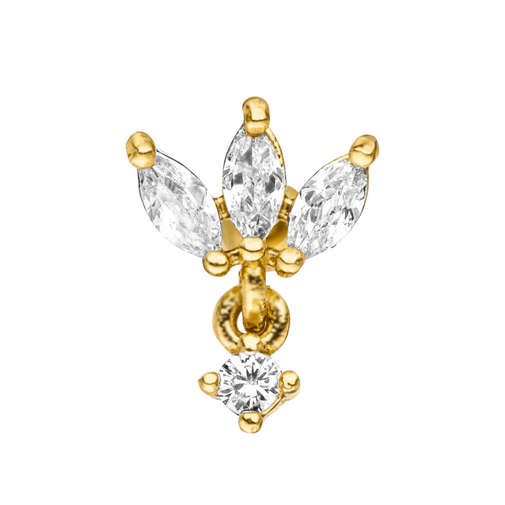 Piercing Zirkonia Lotus Blume gold 18K vergoldet