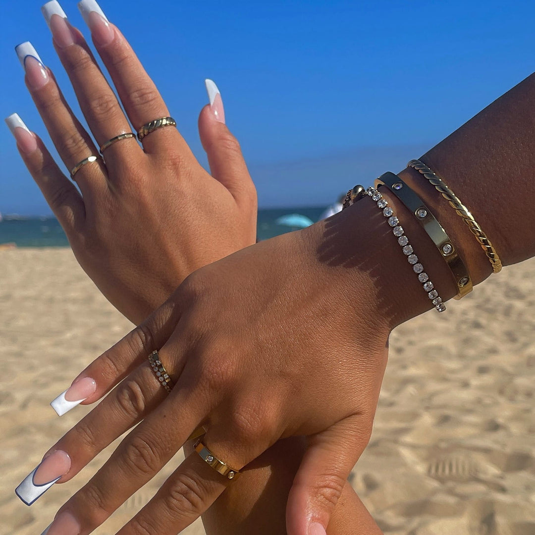 Armreifen Damen 18K vergoldet Armbänder wasserfest