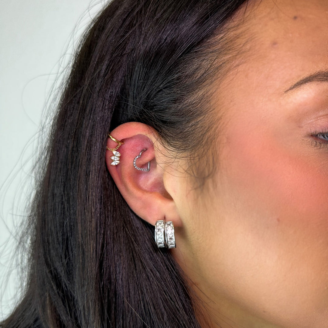 Titan Piercing Clicker mit Kettchen 18K vergoldet