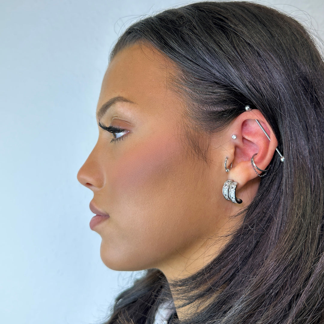 Clicker Piercing mit Kettchen Silber wasserfest Titan