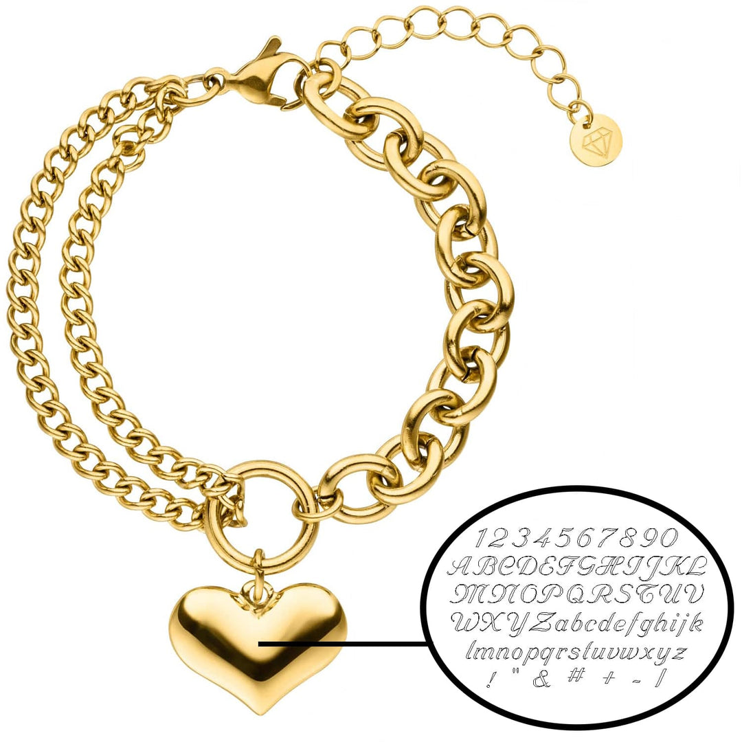 Herz Armband gold mit Gravur chunky 18K vergoldet