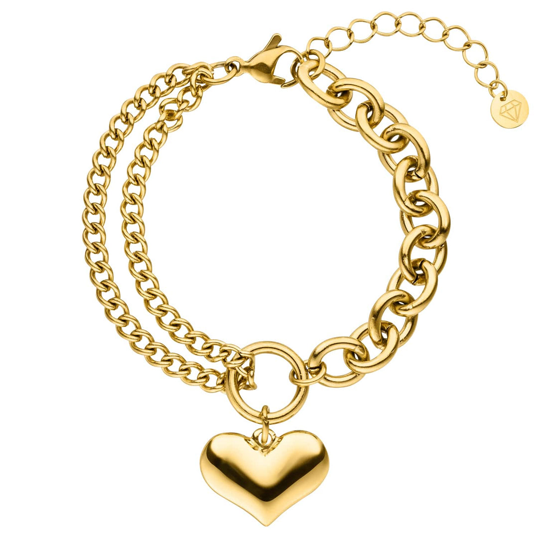 Doppeltes Armband mit Herz Chunky gold wasserfest halbseitig