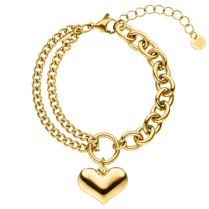 Doppeltes Armband mit Herz Chunky gold wasserfest halbseitig