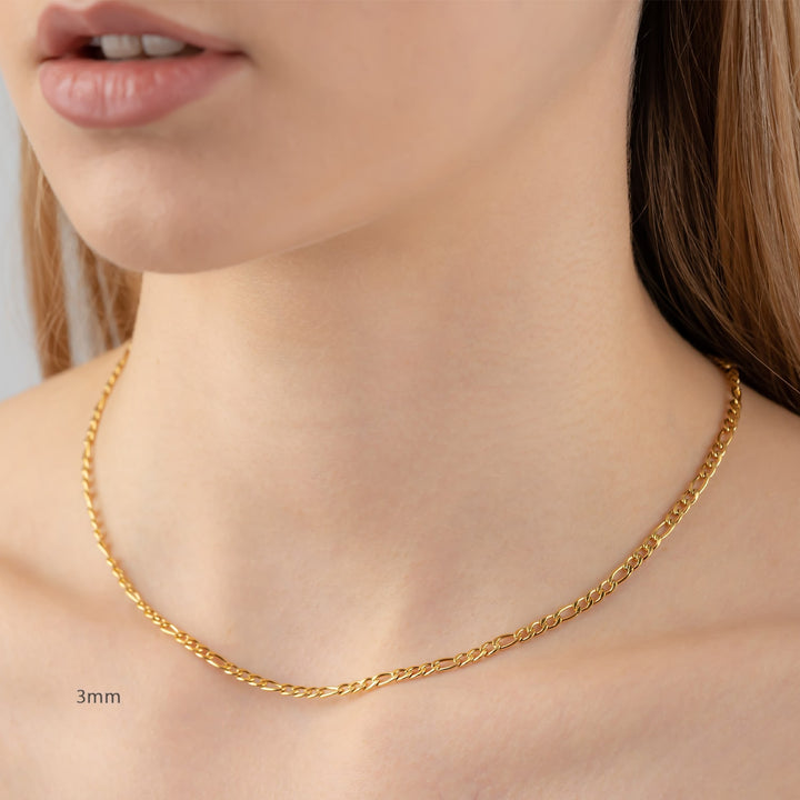 Figaro Kette 18K vergoldet wasserfest klassisch dezent