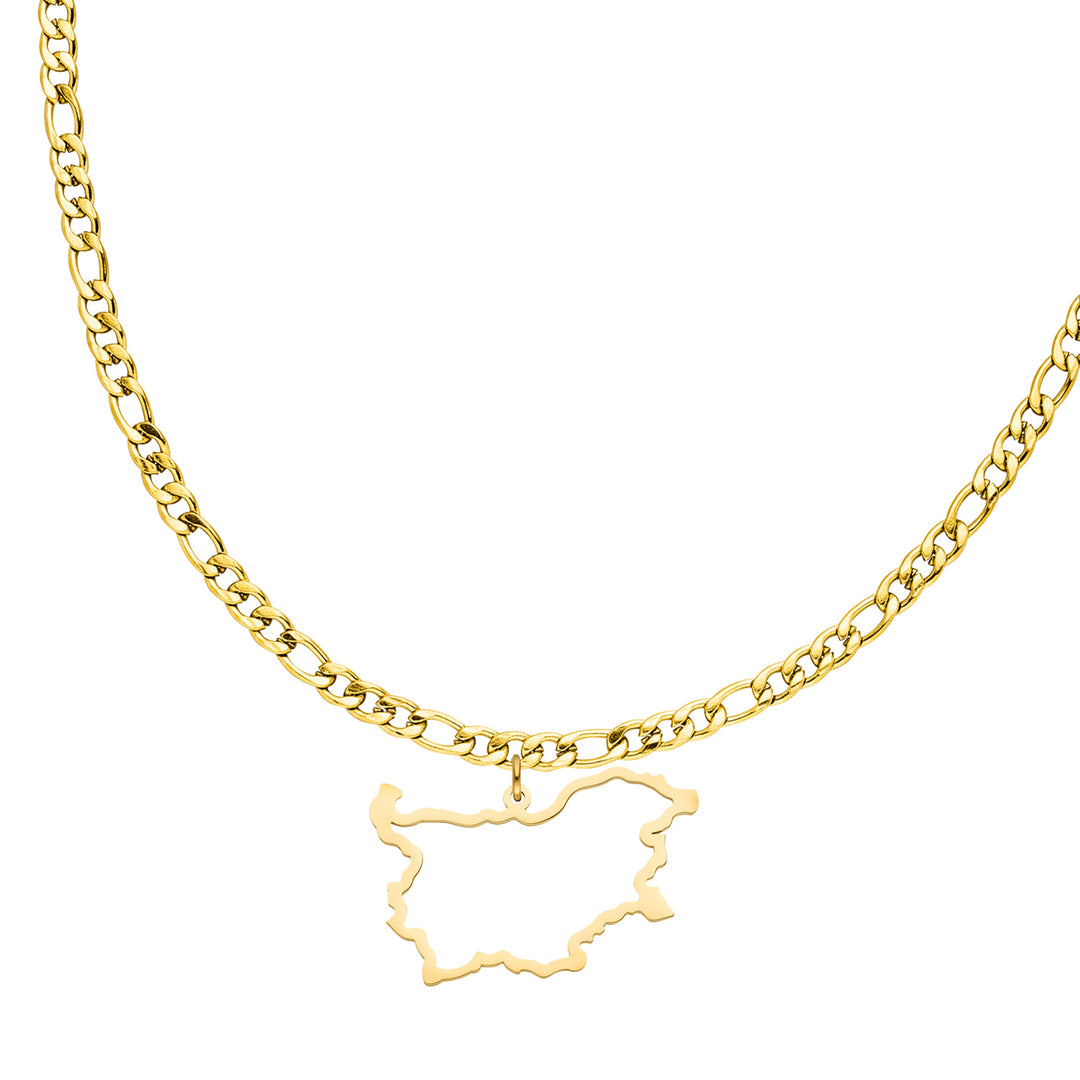 Bulgarien Länderkette gold Bulgarische Landumriss Kette Figaro wasserfest