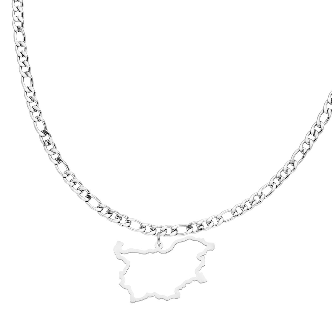 Bulgarien Länderkette silber Bulgarische Landumriss Kette Figaro