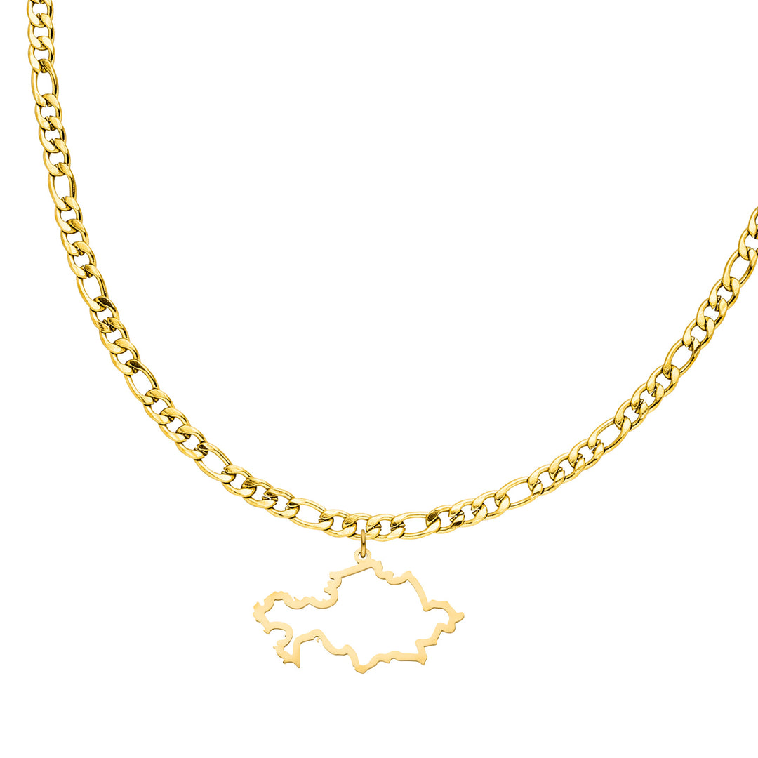 Kasachstan Landumriss gold Kasachische Länderkette 14K vergoldet wasserfest