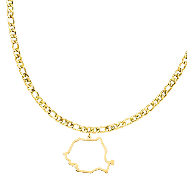 Rumänische Landumriss Kette gold Rumänien Länderkette 14K vergoldet
