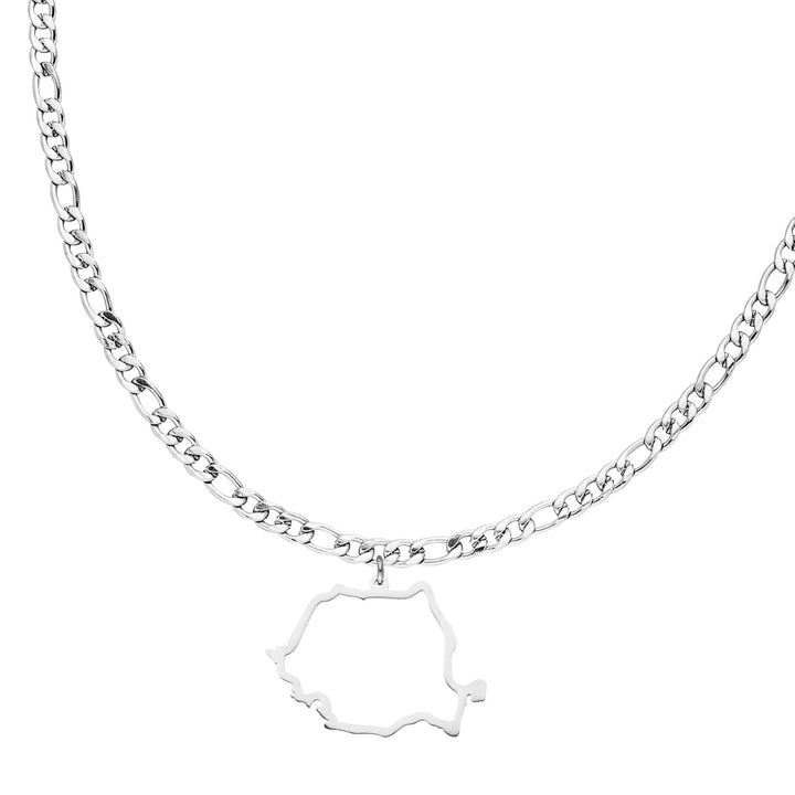 Rumänien Landumriss Kette silber rumänische Länderkette Figaro