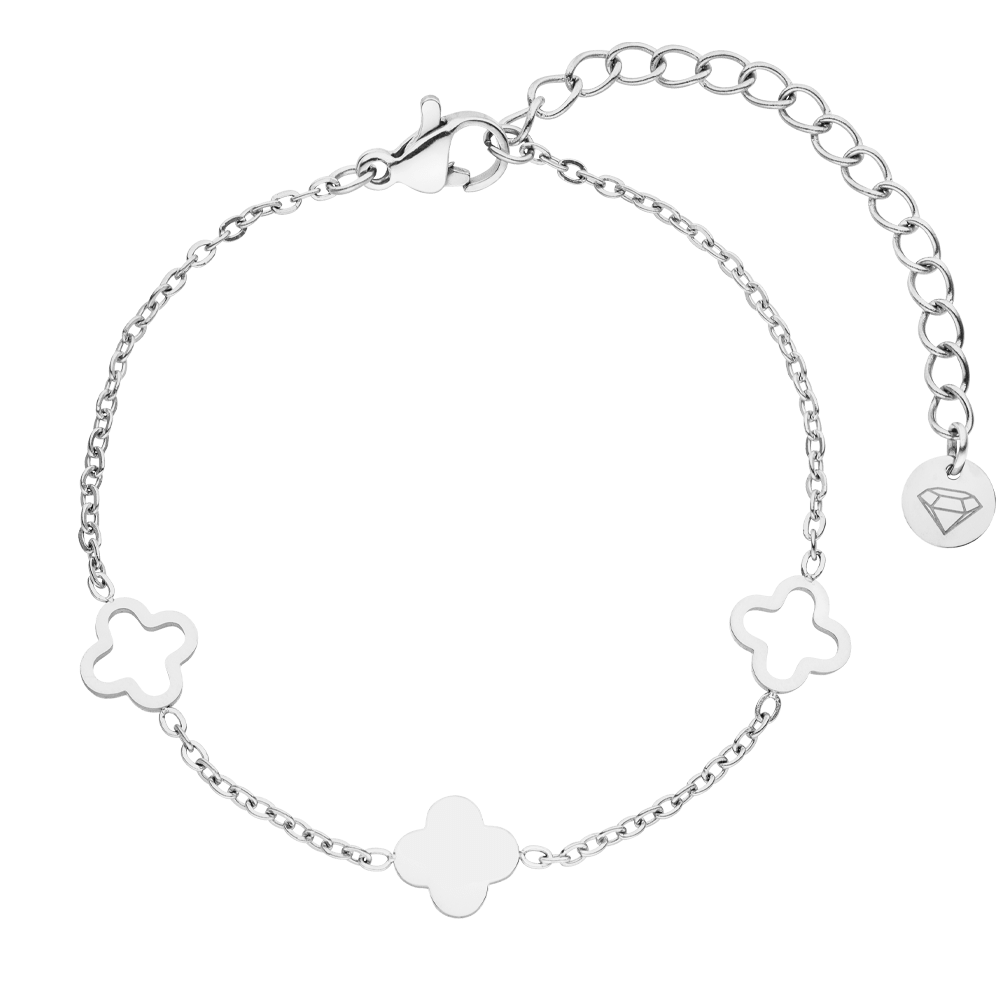 Kleeblättchen Armband mit Kleeblätter Silber wasserfest