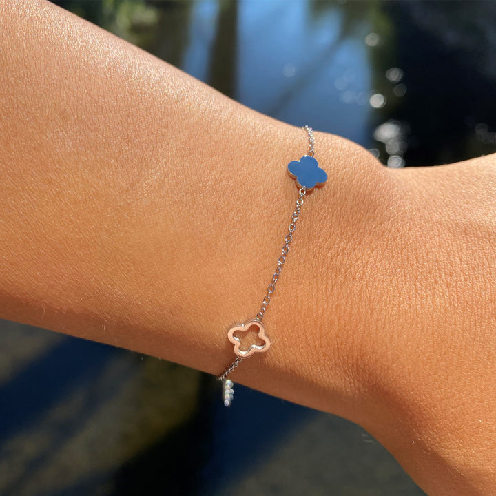 Armband mit Kleeblättern Silber wasserfest Kleeblatt