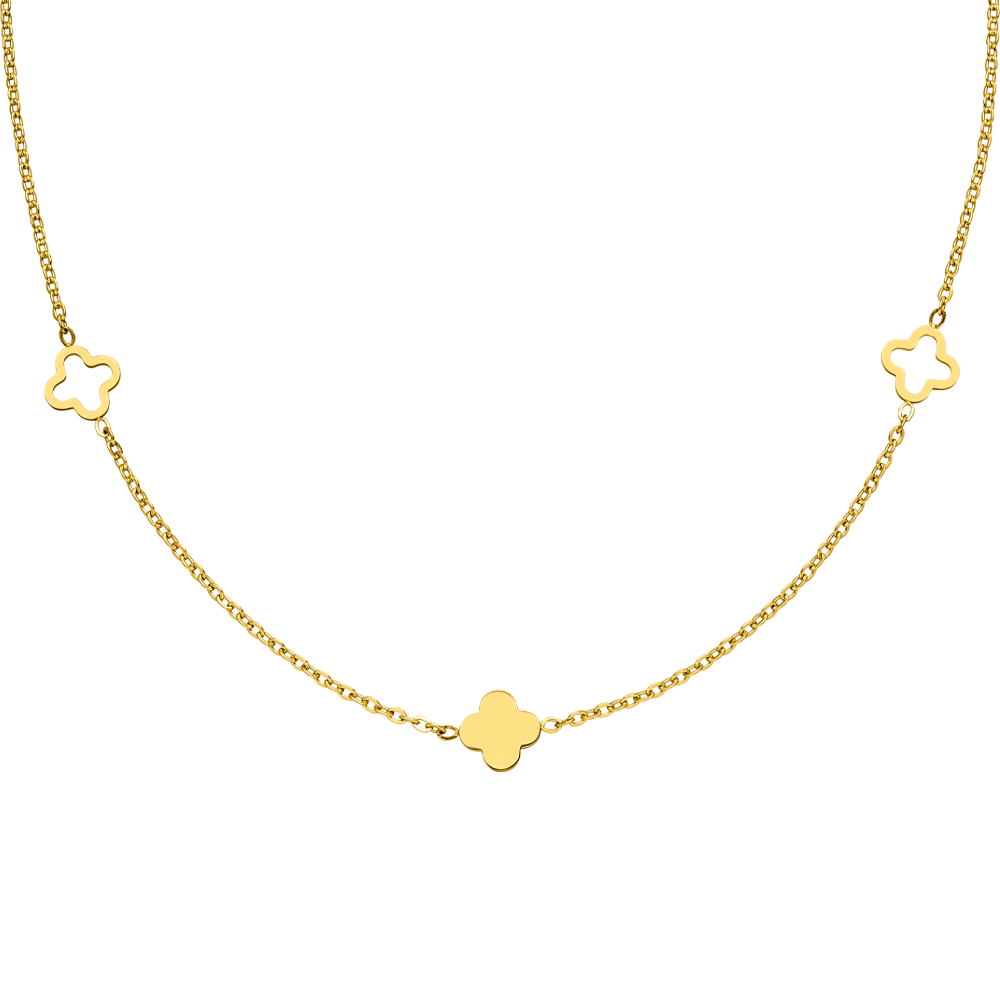 Clover Kette mit Kleeblätter 18K vergoldet wasserfest