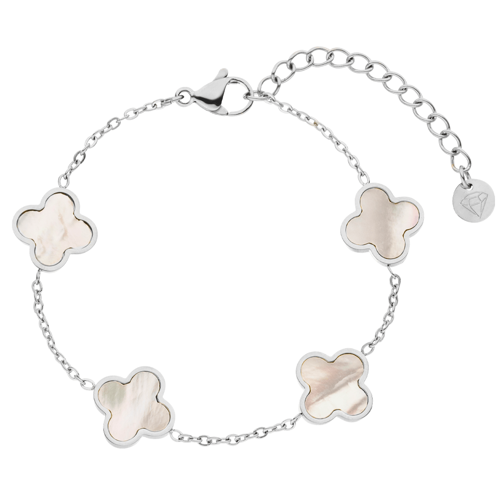 Clover Armband Silber Perlmutt wasserfest Armkettchen