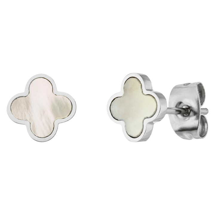 Kleeblatt Ohrstecker Perlmutt Silber wasserfest Clover