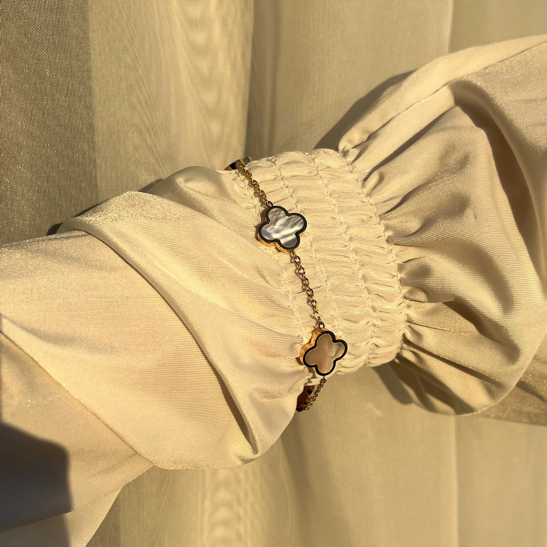Clover Armband Perlmutt 18K vergoldet wasserfest
