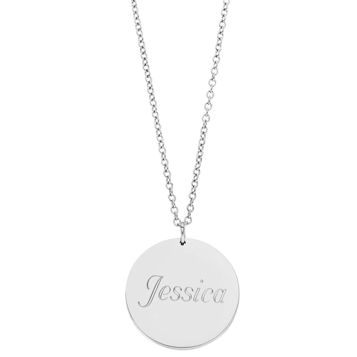 Personalisierte Kette mit Kreis Anhänger Gravur Silber