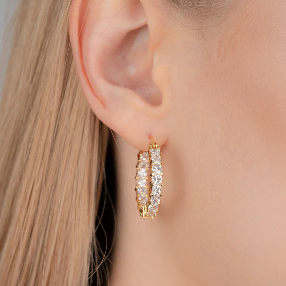 Zirkonia Creolen gold 18K vergoldet nickelfrei