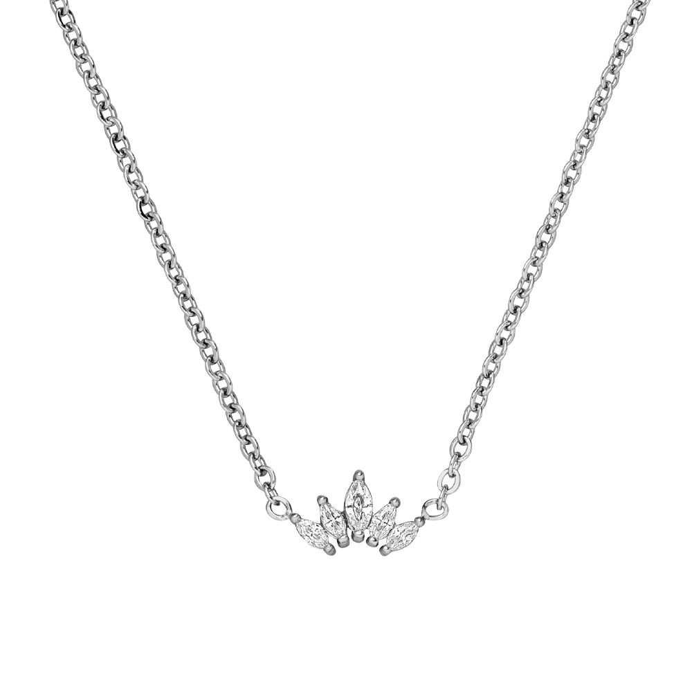 Filigrane Kette mit Glitzer Anhänger Silber Chirurgenstahl wasserfest