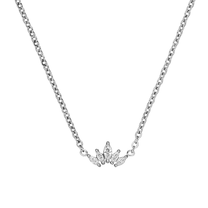 Filigrane Kette mit Glitzer Anhänger Silber Chirurgenstahl wasserfest