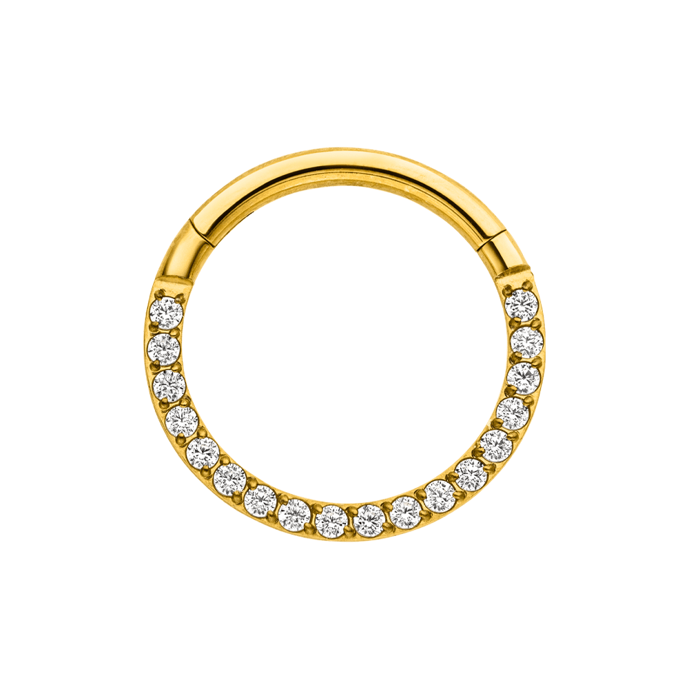 Crystal Clicker Segmentring Piercing Gold Zirkonia aus Titan