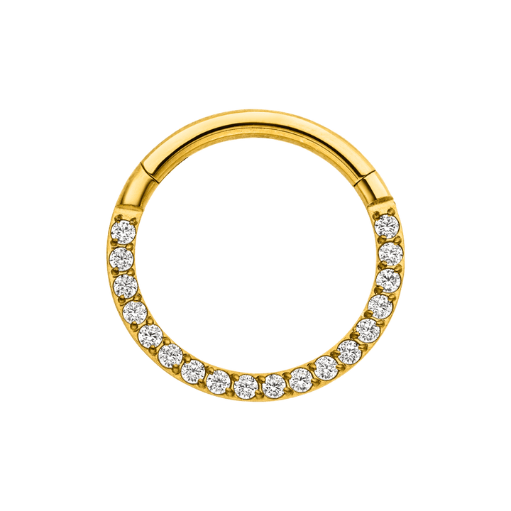 Crystal Clicker Segmentring Piercing Gold Zirkonia aus Titan