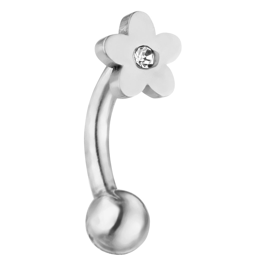 Blumen Piercing Silber Zirkonia Chirurgenstahl Rook gebogen