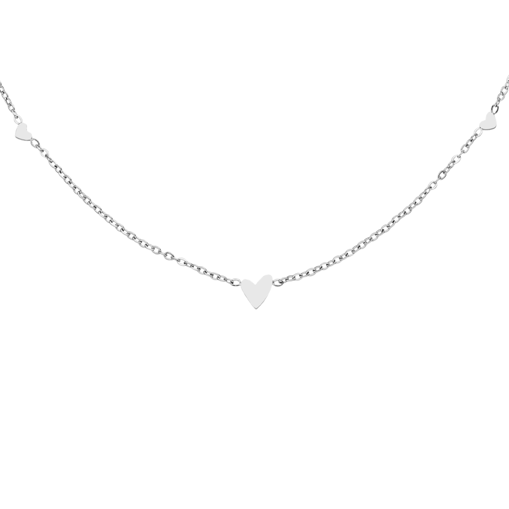 Halskette mit Herzen Silber wasserfest Edelstahl