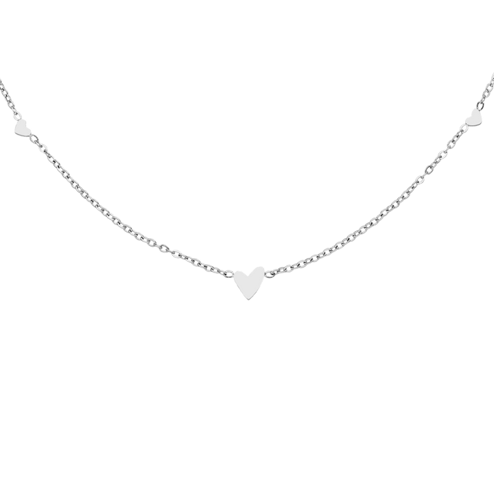Halskette mit Herzen Silber wasserfest Edelstahl