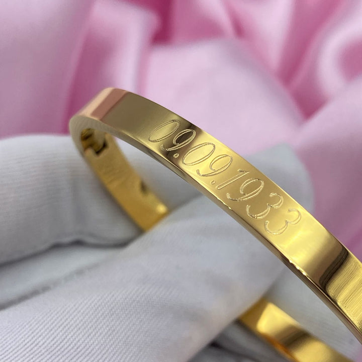 Gravur Armreif 18K vergoldet wasserfest personalisiert