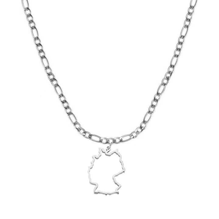 Deutschland Landumriss Kette silber deutsche Länderkette Figaro