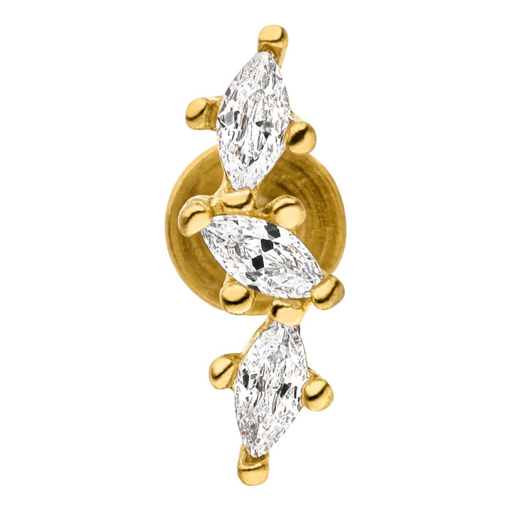Glitzer Piercing Titan gold Flachpiercing wasserfest