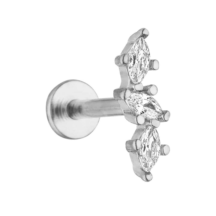 Titan Piercing Silber Zirkonia Steinchen Labret wasserfest